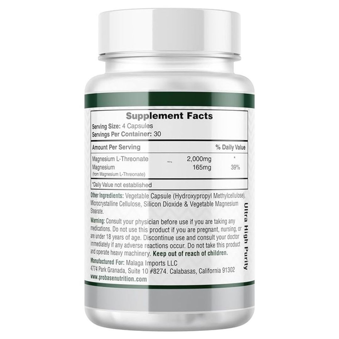 Magnesio L-treonato premium 2,000mg, 120 cap