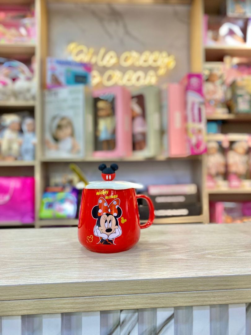 TAZA MICKYE MOUSE CON TAPA FIGURA 
