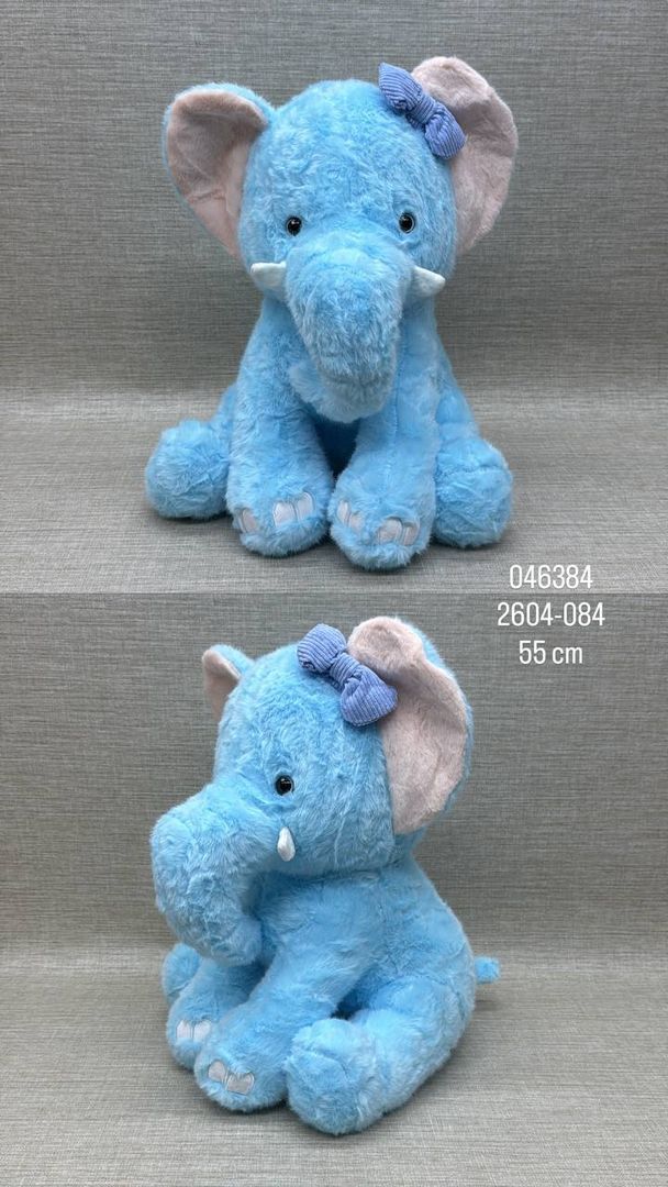 ELEFANTE AZUL CON MOÑO DE 55 CM 