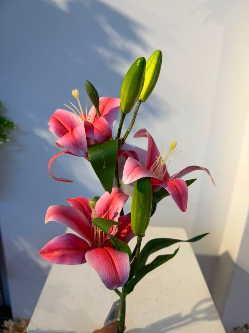 LIRIO FUCSIA X 3 CON BOTON LATEX