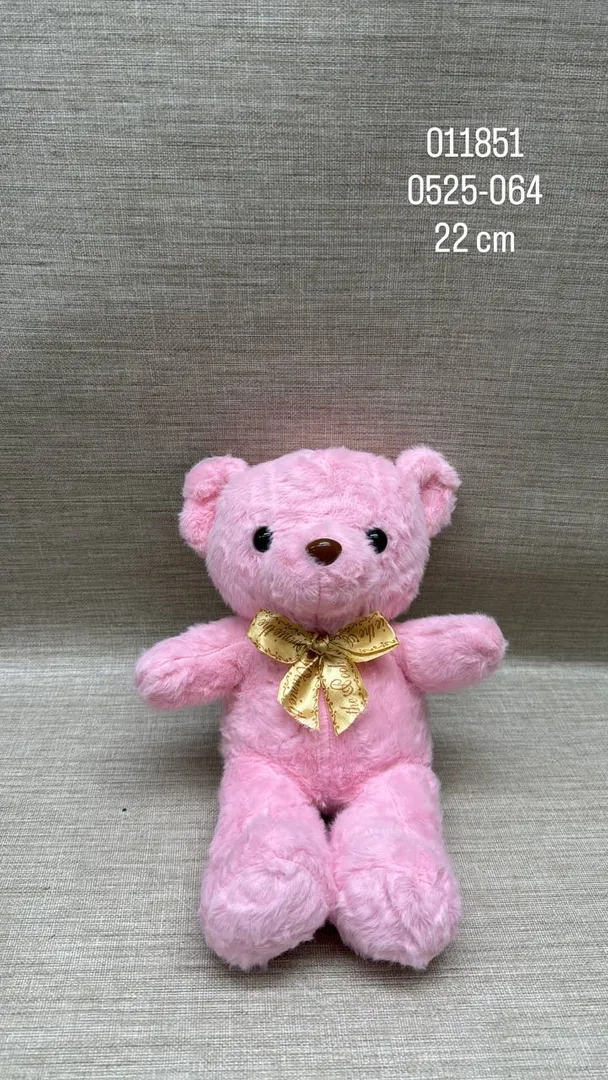 OSO CON LAZO ROSADO OSCURO 22 CM