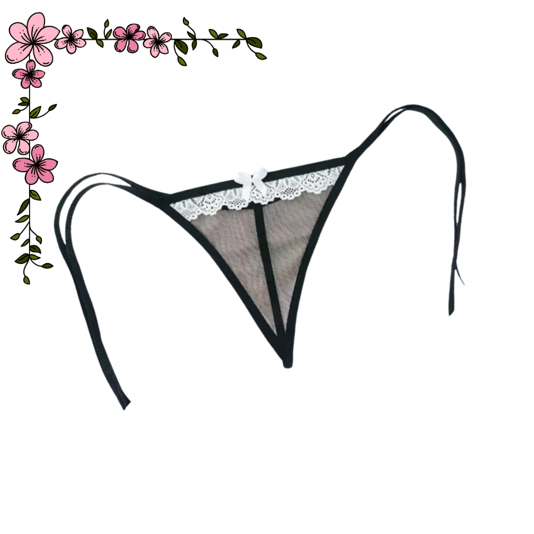 Tanga hilo en mallatex y encaje amarre 
