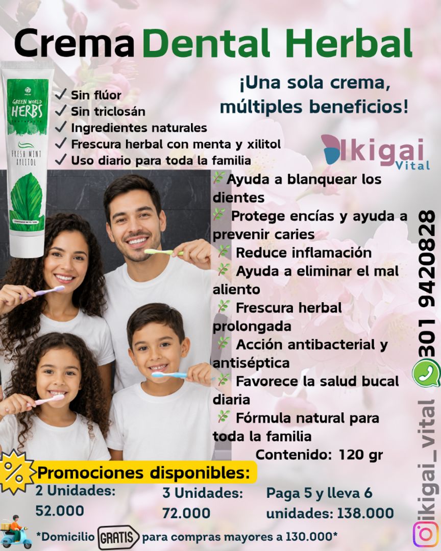 Paga 5 lleva 6 Cremas de dientes naturales
