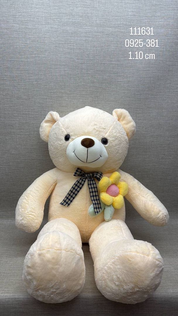 OSO PATAS LARGAS CON FLOR Y CINTA 1.10 CM