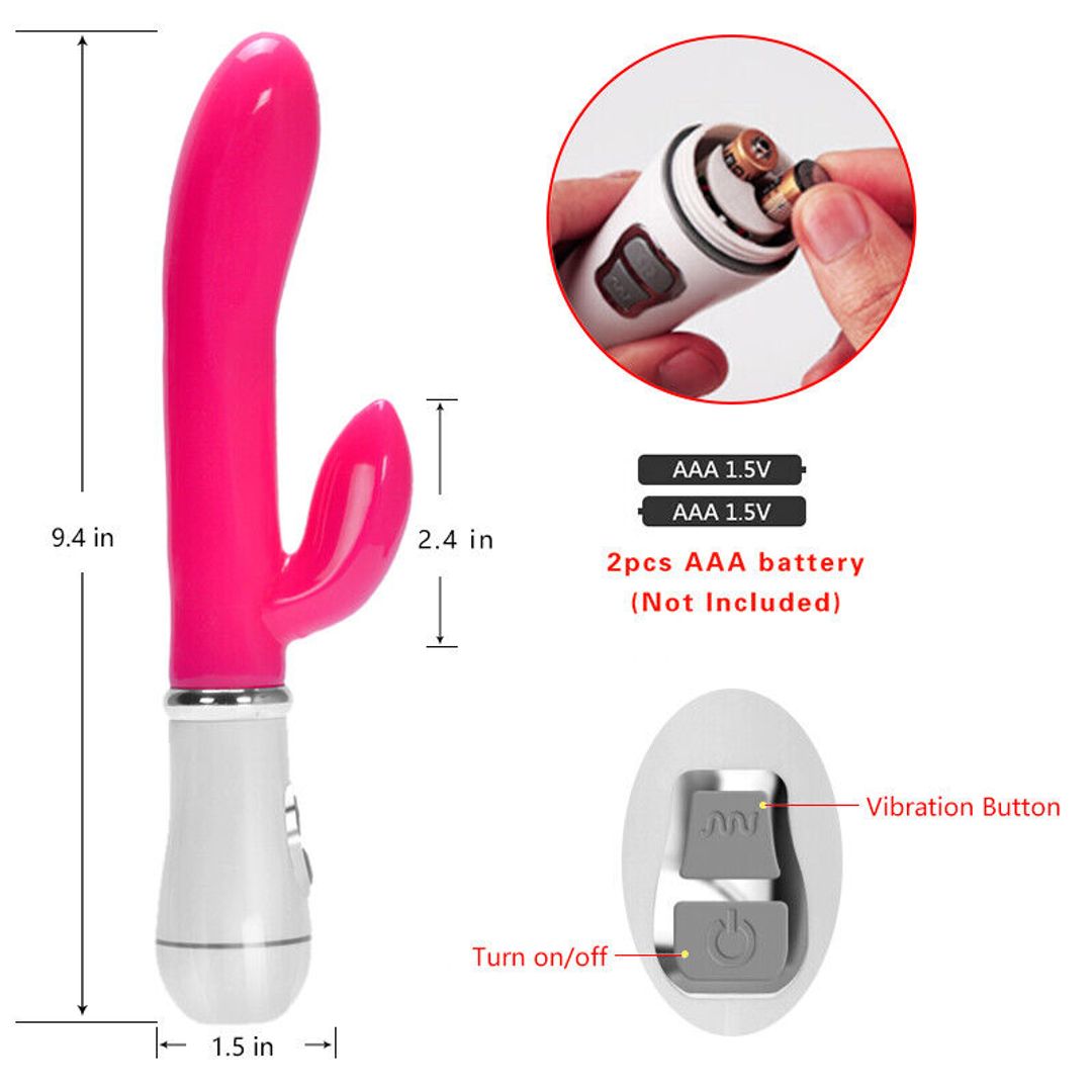 VIBRADOR CON ESTIMULADOR DE CLÍTORIS G POINT BATERIAS
