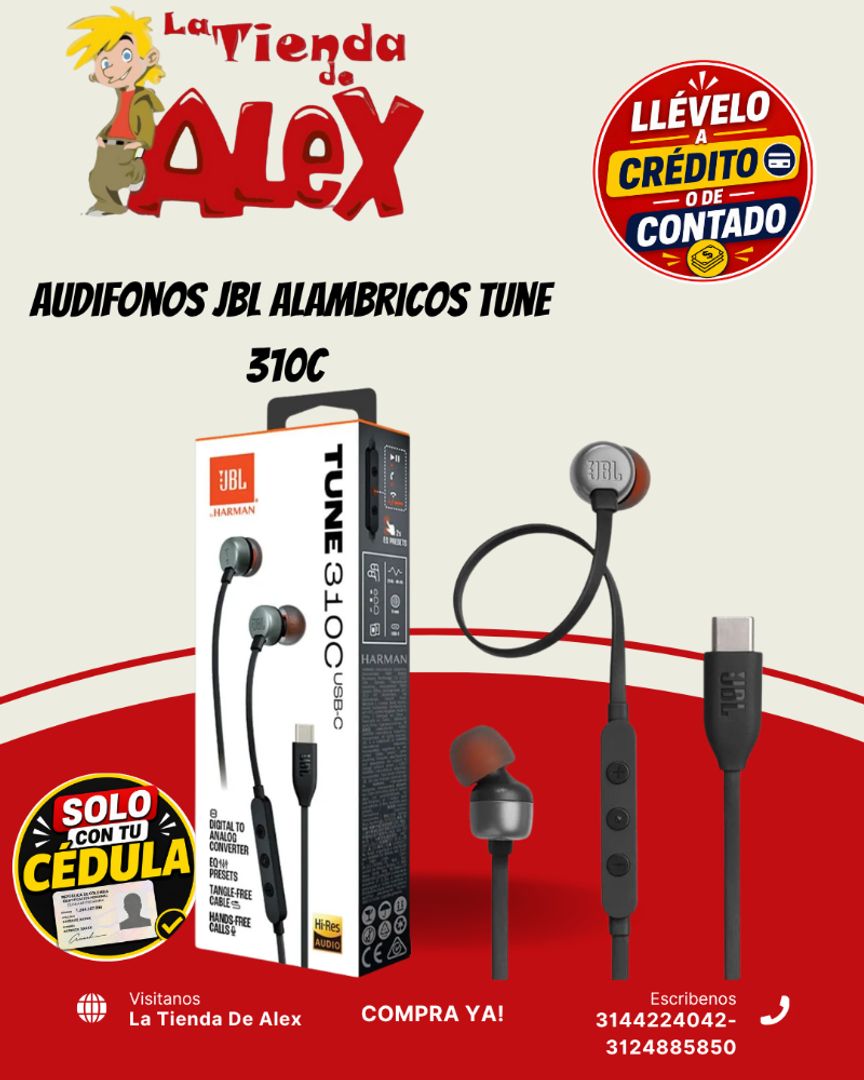 Audifonos JBL Alambricos Tune 310C 