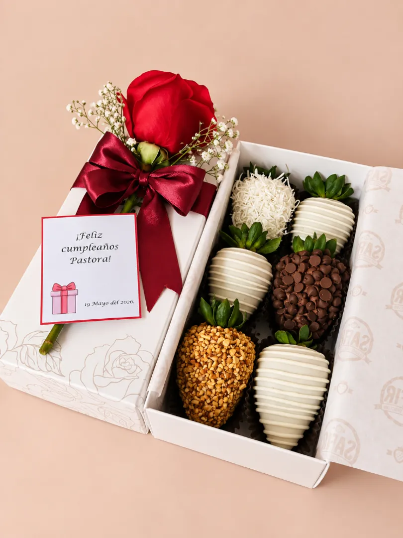 CAJA X 6 FRESAS + ROSA
