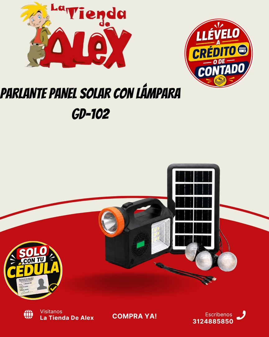 PARLANTE PANEL SOLAR CON LÁMPARA GD-102