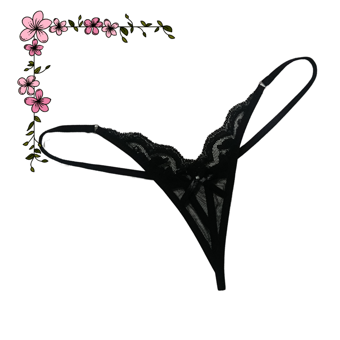 Tanga hilo en V delantero, unicolor con triángulo trasero 