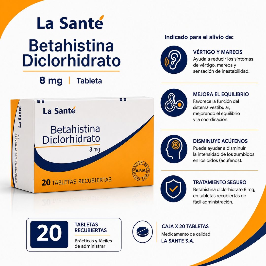 BETAHISTINA 8MG TABLETA - CAJA X 20 LA SANTE SA