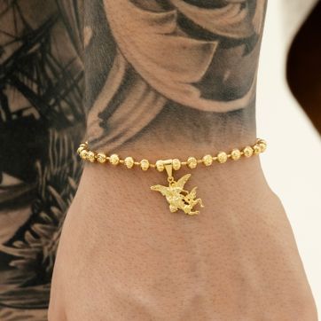 Pulsera militar diamantada con arcángel san miguel - imagen 1