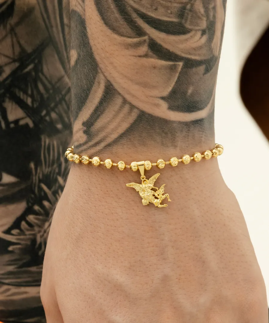 Pulsera militar diamantada con arcángel san miguel