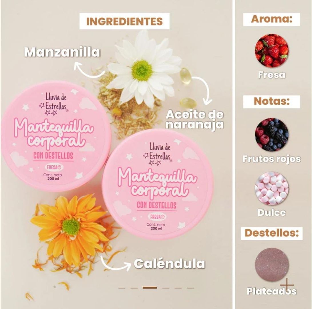 Mantequilla corporal con destellos fresa 