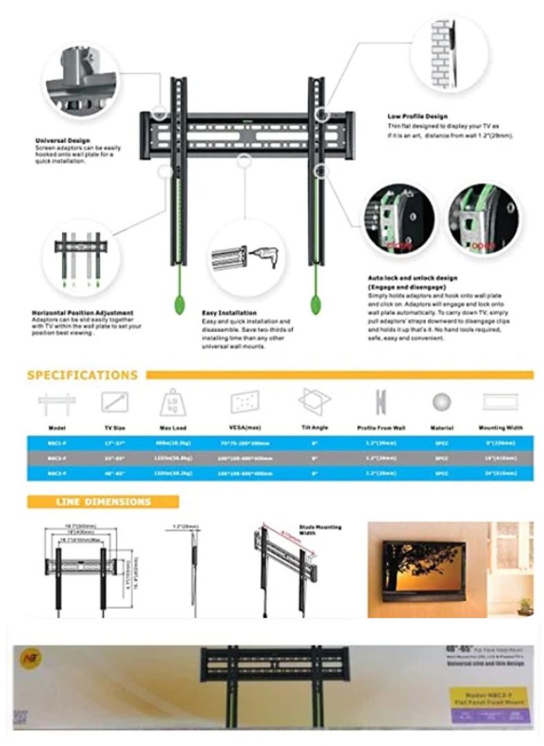 Soporte TV fijo 40" a 65"