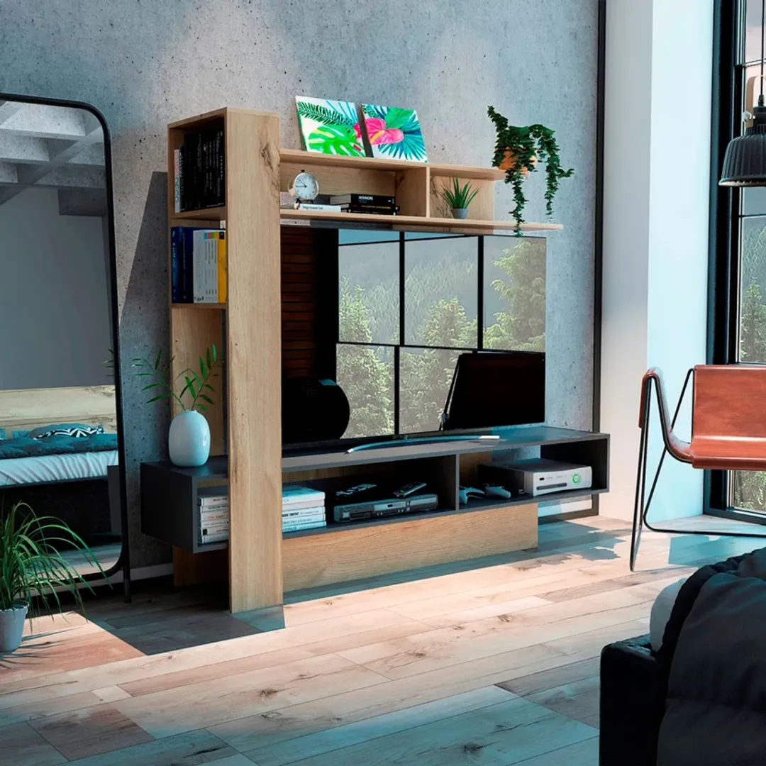 CENTRO ENTRETENIMIENTO FLAMENCO 152X180X40 DUNA PLOMO