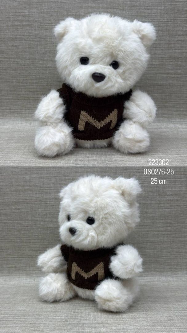 OSO BLANCO CON  SUETER  DE 25 CM 