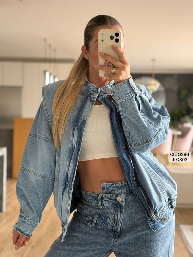 CHAQUETA DENIM HOMBRERAS Y METIDOS Q286