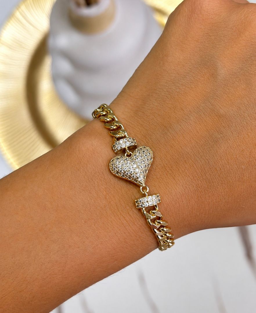 Pulsera cubana corazon circones 