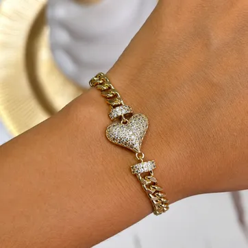Imagen del producto Pulsera cubana corazon circones 