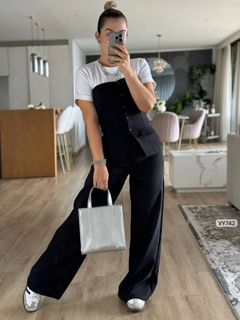SET BLUSA TIPO STRAPLE Y PANTALON ROKY VY742