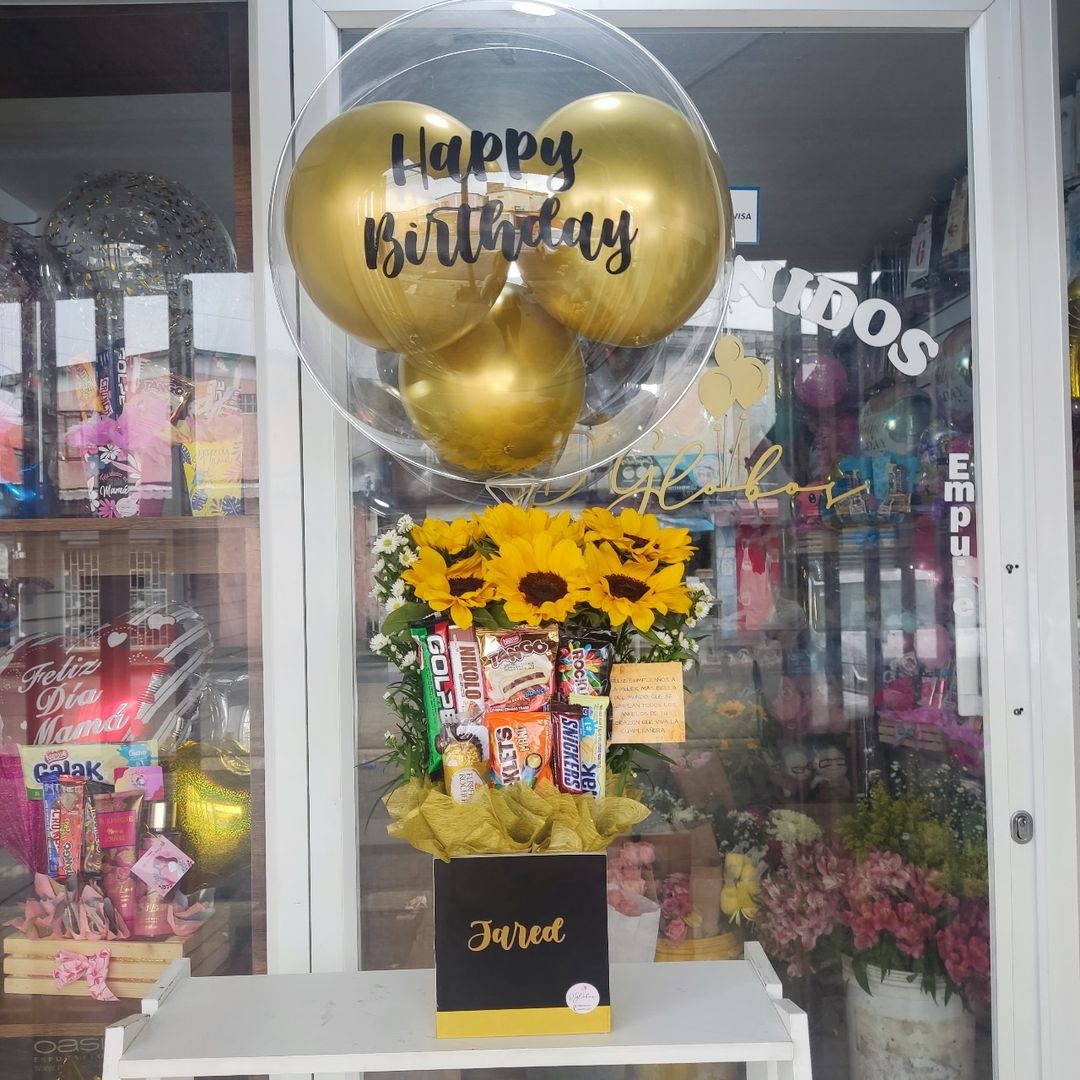 Detalle con girasoles y chocolates 