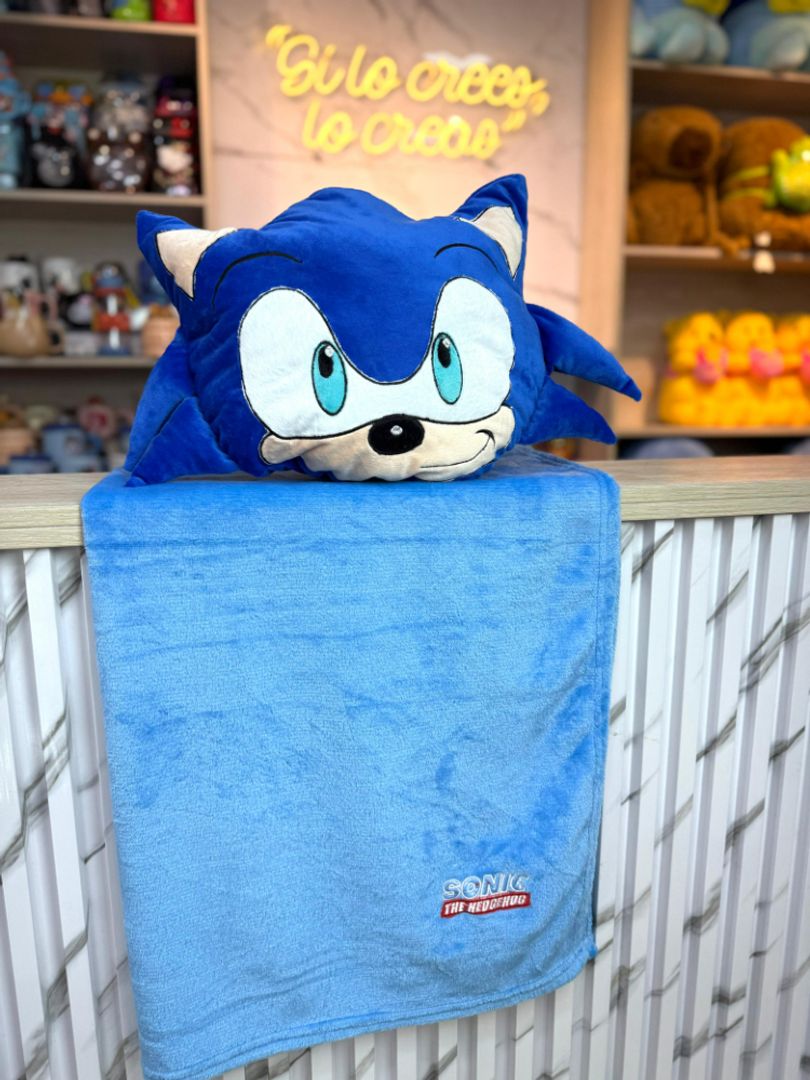 cobija SONIC  almohada de peluche 