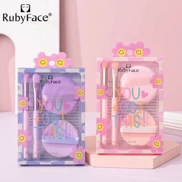 SET DE BROCHAS Y ESPONJAS DE MAQUILLAJE RUBY FACE  MINIO2PUFF - imagen 1