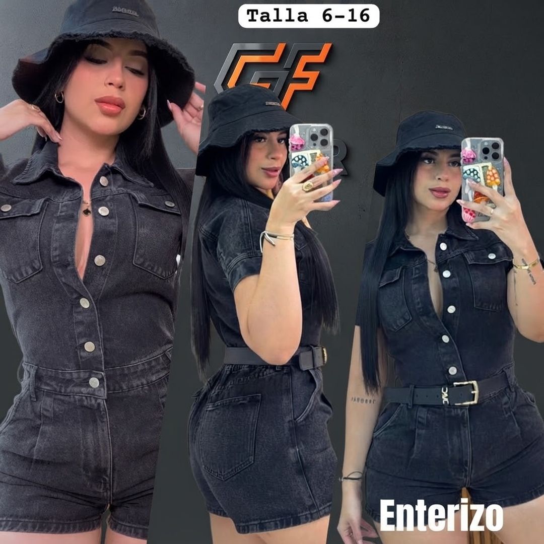 Enterizo jean strech short 