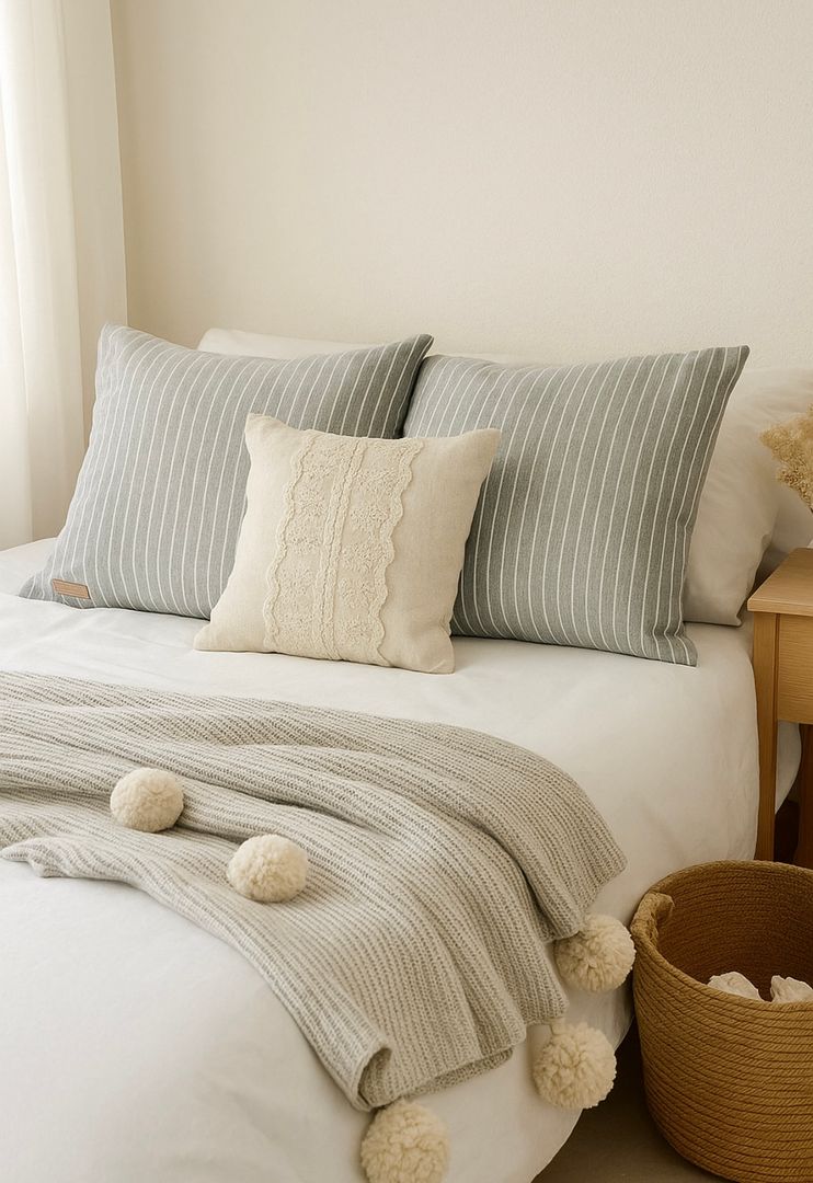 Almohadón Lino Acero c/Rayas