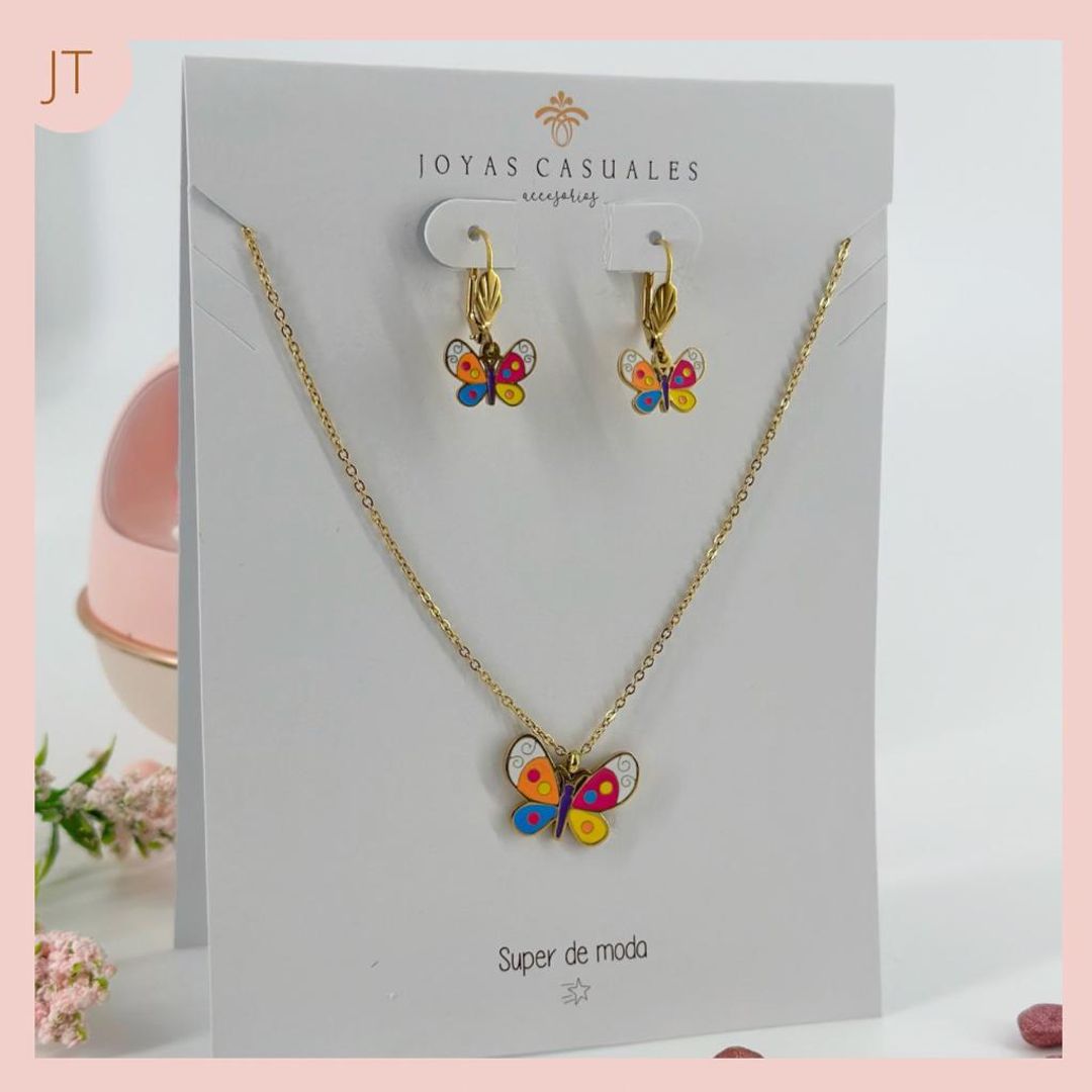 Juego Acero Mariposas Coloridas 