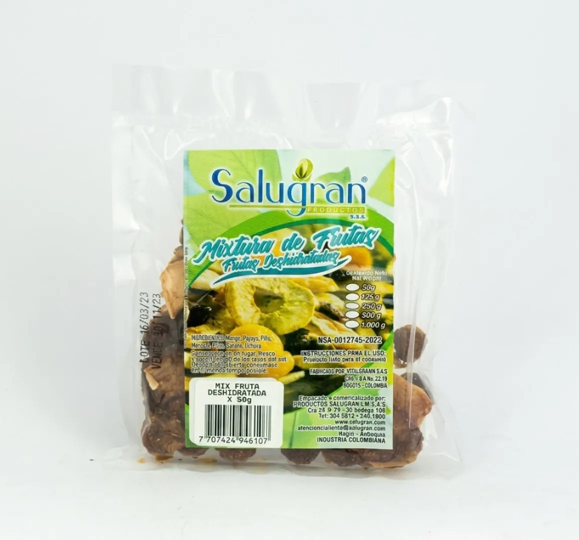 MIXTURA FRUTAS DESHIDRATADAS X 125GR SALUGRAN