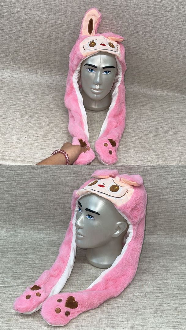 GORRO LABUBU ROSA CON LUCES 