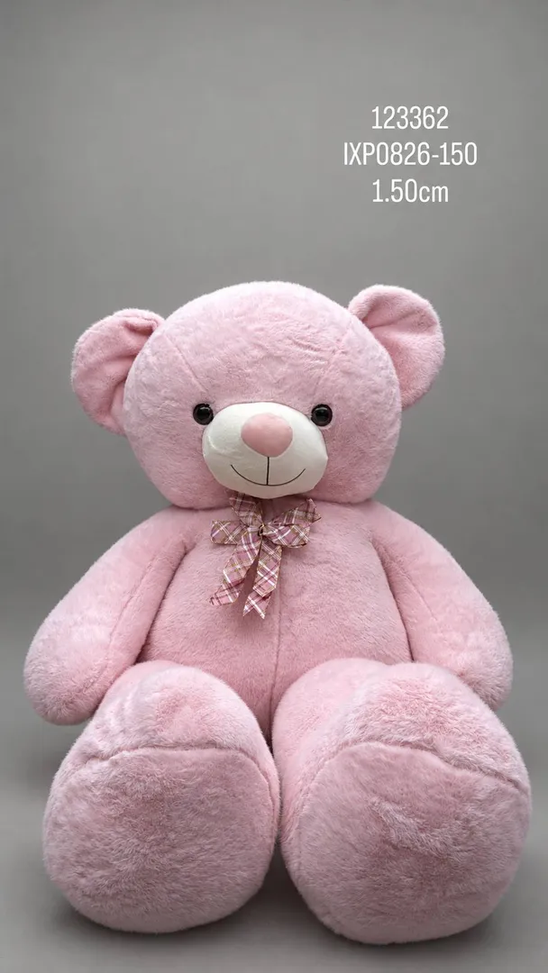 OSO ROSA CON MOÑO DE CUADROS 1,50 m