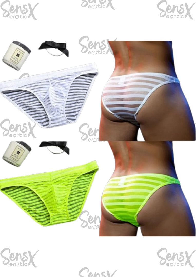 Calzoncillos de Cintura Baja para Hombre - Malla Transparente y Seda de Hielo