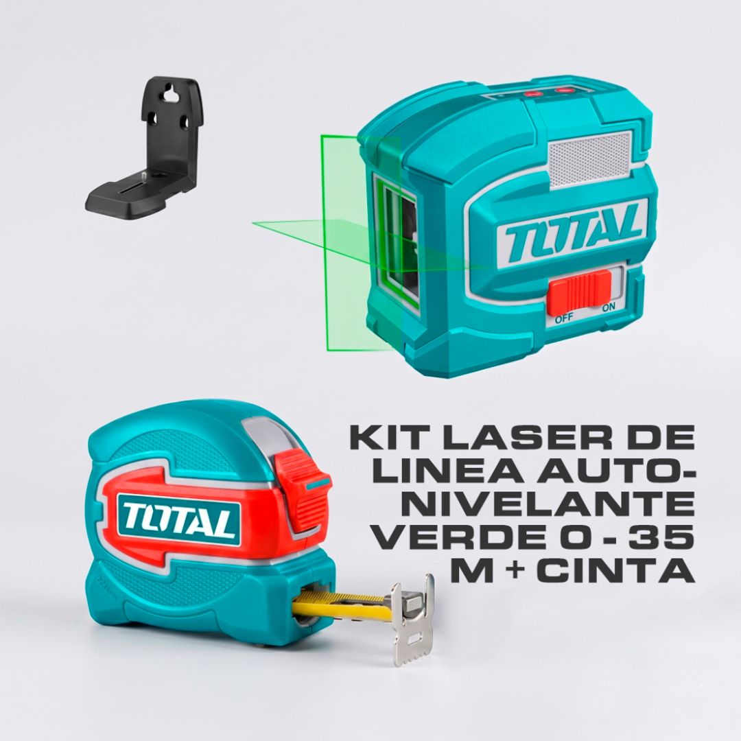 KIT LASER DE LINEA AUTONIVELANTE VERDE 0 - 35 M + CINTA 