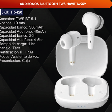 Imagen del producto AUDÍFONOS BLUETOOTH TWS HAVIT Tw959