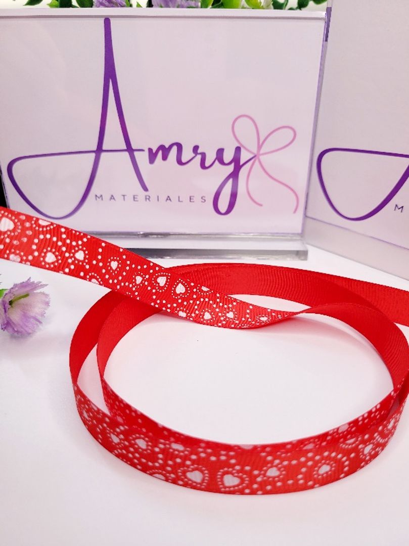 Estam. 1.5cm Faya Estampada Rojo