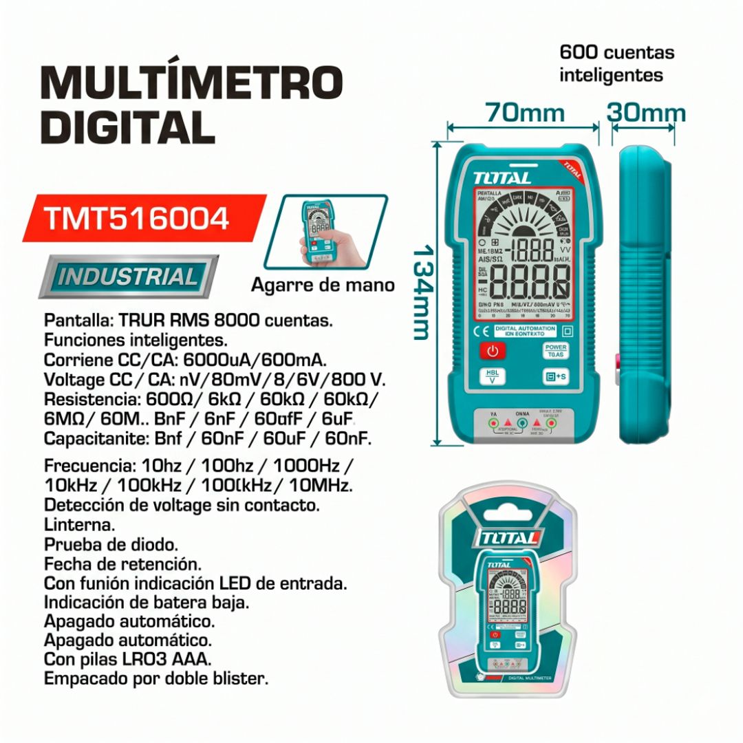MULTIMETRO DIGITAL 6000 CUENTAS  600V
