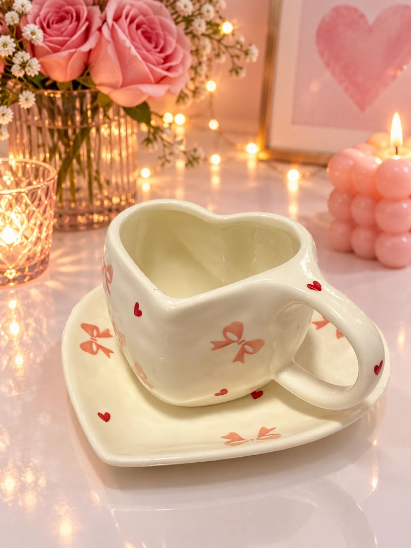 Set Mug plato corazón 