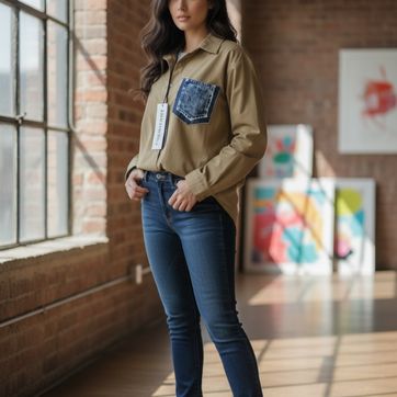 BLUSÓN VERDE MILITAR DENIM - imagen 1