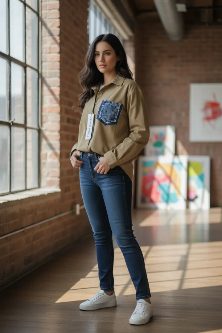 BLUSÓN VERDE MILITAR DENIM