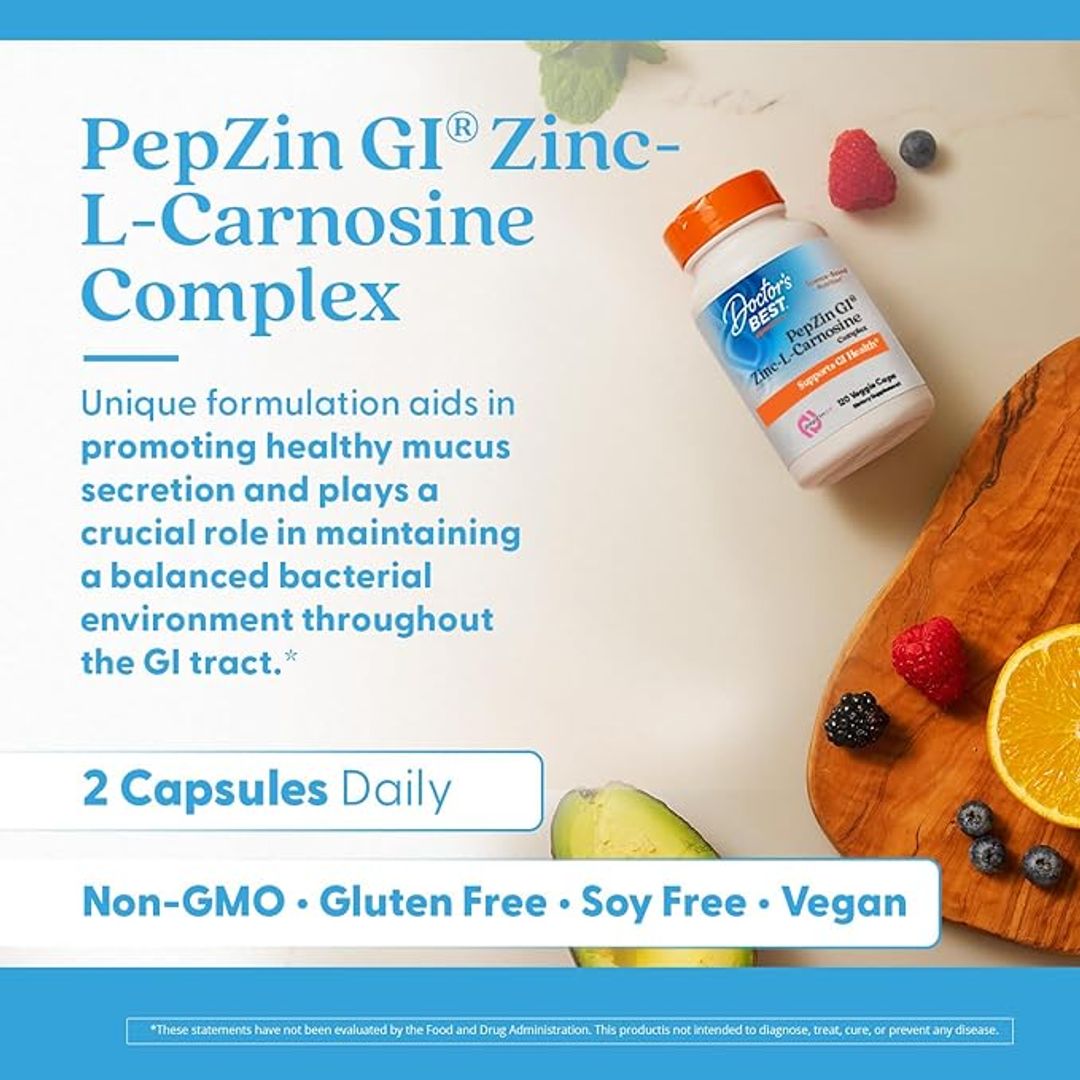 Zinc Carnosina Complejo con pepzin GI 120 Veggie Caps 120 count Doctor  Best