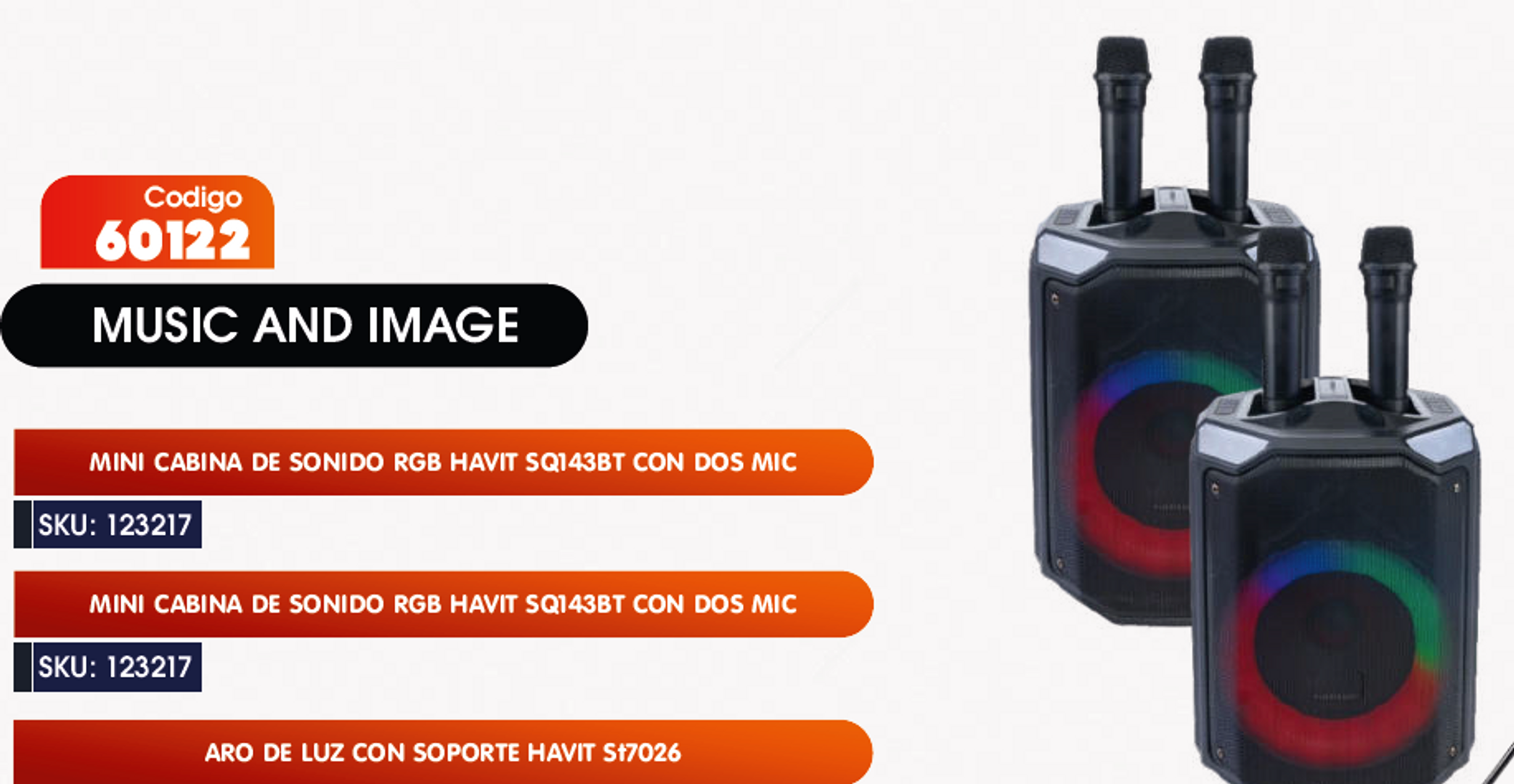 Mini Cabina de Sonido RGB Havit SQ143BT con 2 Micrófonos