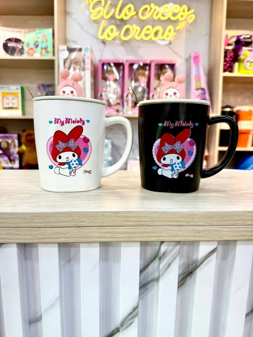 POCILLO KUROMI Y MELODY TAPA CERAMICA