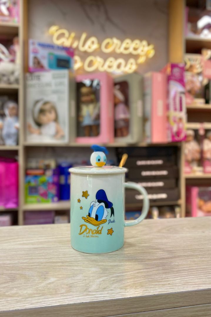 TAZA DONALD CON TAPA FIGURA