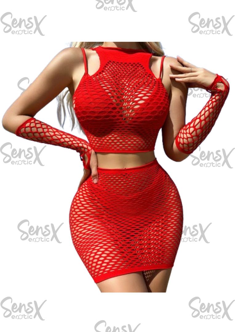 CONJUNTO VESTIDO MALLA 