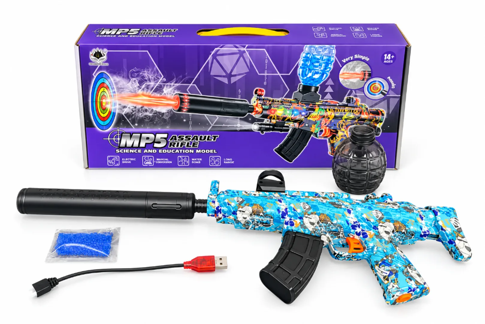 PISTOLA DE HIDROGEL MP5 RECARGABLE AUTOMATICA
