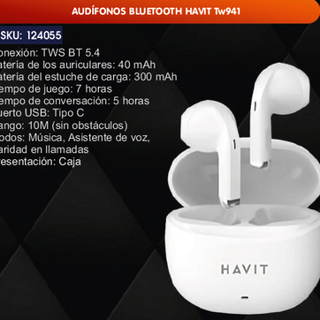 Imagen del producto AUDÍFONOS BLUETOOTH HAVIT Tw941