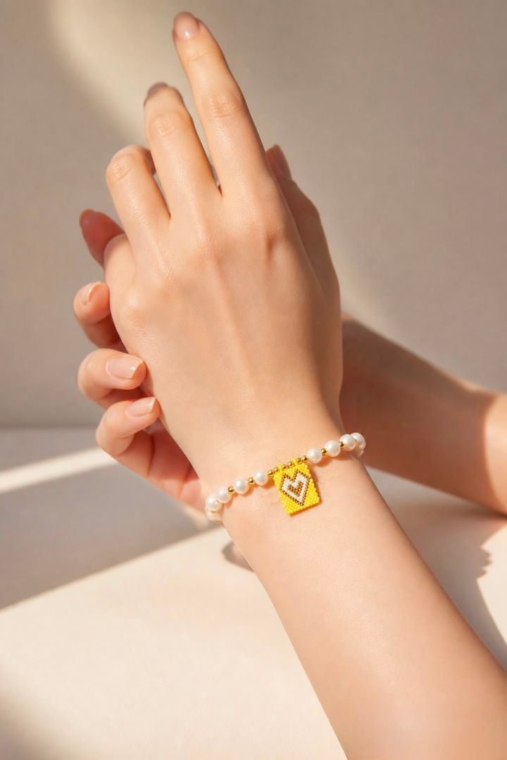 Miyuki Gelbes Herz Perlenarmband