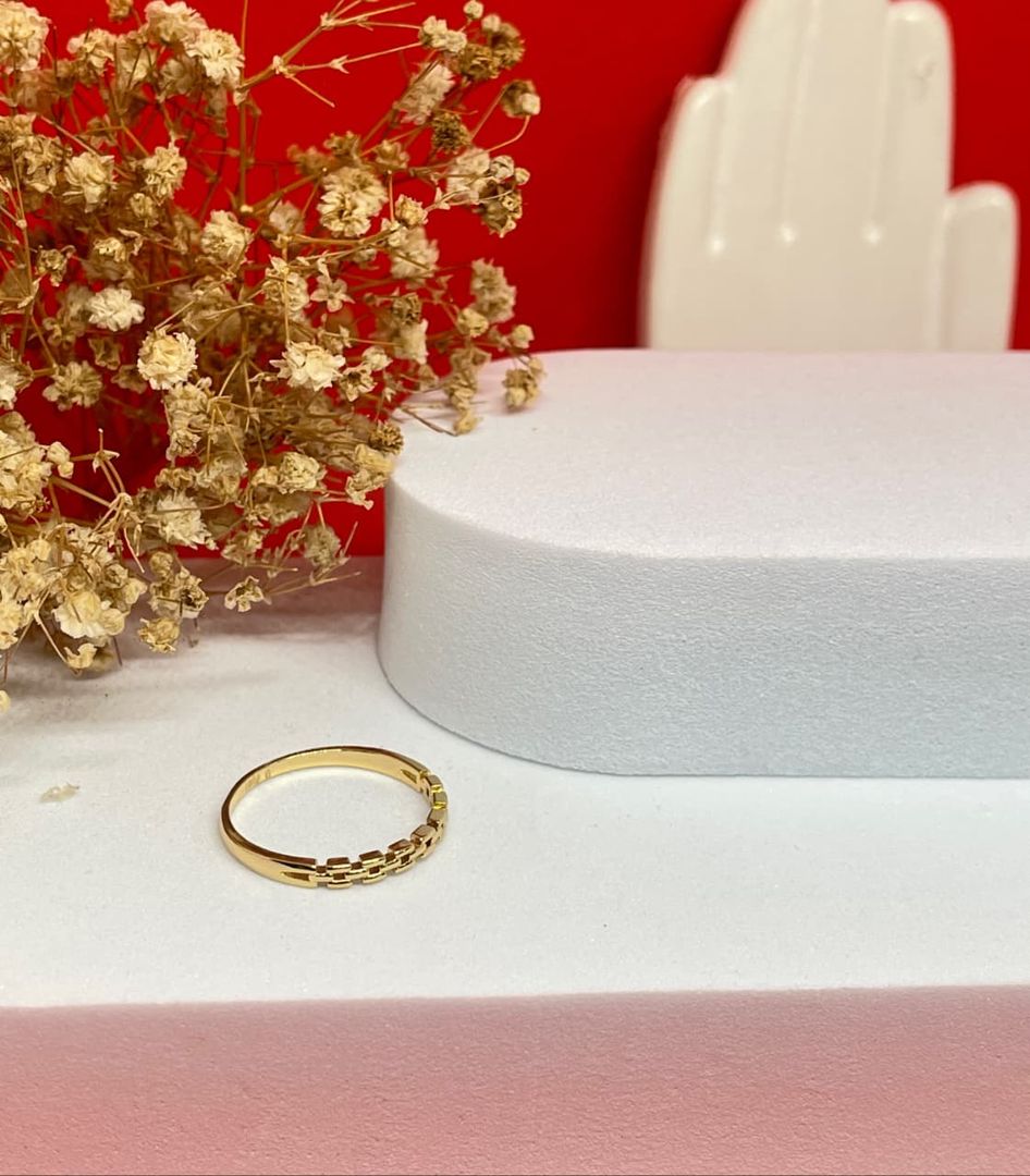 Anillo eslabones liso delgado